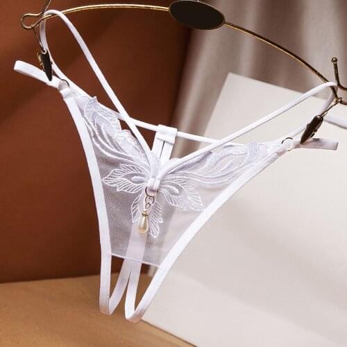 Embroidered G-String Sexy Perspective Womens Underwear Lace Cross Belt T Panties Thongs Sexy Briefs Panties