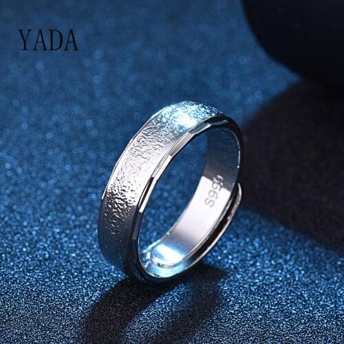 YADA GIFTS S999 Silver Color Adjustable Classic Rings for Men Grind Arenaceous Ring Male Engagement Band Jewelry Ring RG200029
