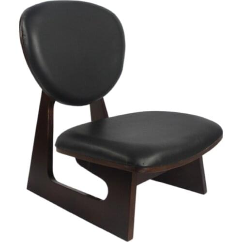Japanese Style Wood Low Chair Stool Mahogany Finish Living Room Furniture Leisure Kneeling Chair Meditation Seat Leather Cushion