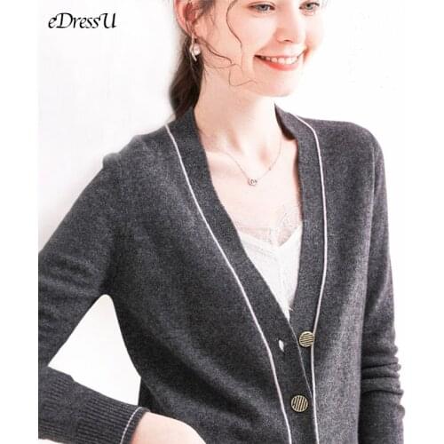 Women Cardigan Knit Jacket 30% Wool Outwear Thick Autumn Knitwear Elegant Office Lady High Quality Casual Daily Outwear HW-11