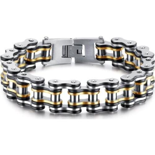 1 PC Stainless Steel Mens Bracelet Chain Shape Gear Shape Bracelet Multicolor Vacuum Plating Hip Hop Fashion Jewelry