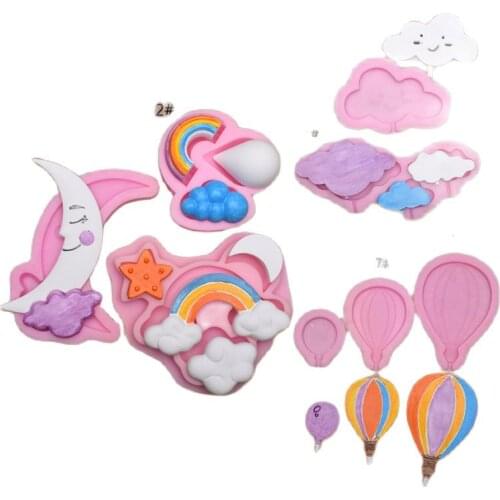 1Pcs Rainbow Silicone Mold Balloon Cupcake Fondant Molds Cloud Birthday Cake Decorating Tools Candy Chocolate Gumpaste Moulds