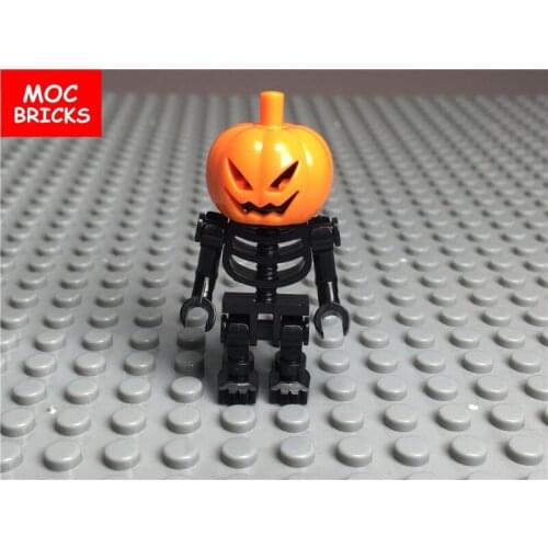 10pcs/lot MOC Bricks DIY Black pumpkin skeleton Assembly Model action figure Educational Building blocks children toys gifts