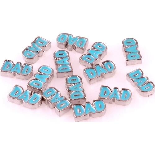 20Pcs/lot Letters Dad And HusbandFloating Charms Making Memory Locket Love Gift Glass Locket Necklaces Jewelry Accessories