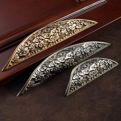 Antique Chinese Drawer Pulls Curve Cabinet Door Handles Kitchen Cupboard Pulls and Knobs Drawer Decoration Furniture Hardware