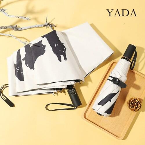 YADA INS Fashion Cat Pattern Automatic Umbrella Fold Women UV Rainproof Cartoons Umbrella Parasol Rain Sun Umbrellas YD200180