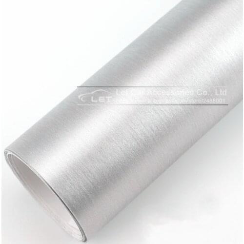 Car styling Silver Matte Chrome Brushed Metallic Vinyl Film car Sticker decal Bubble Free Brushed Metallic Car Wrapping foil