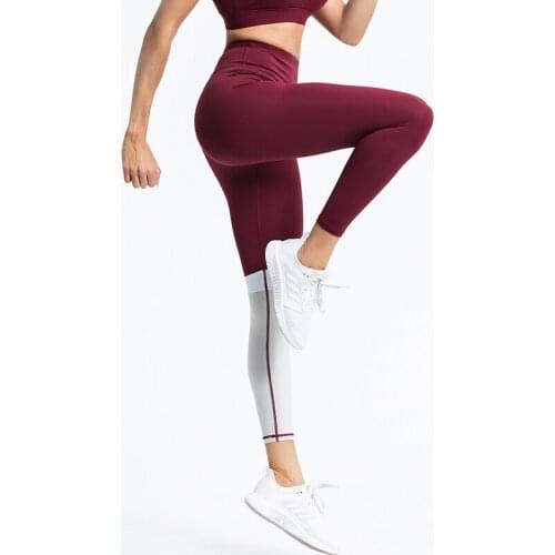Yoga Seamless Leggings Gym Yoga Pants Women High Waist Sport Fitness Pants Striped Letters Contrast Color Stitching Yoga Clothes