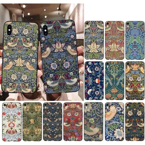 FHNBLJ William Morris Strawberry Thief Design Phone Case for iPhone 11 12 pro XS MAX 8 7 6 6S Plus X 5S SE 2020 XR cover