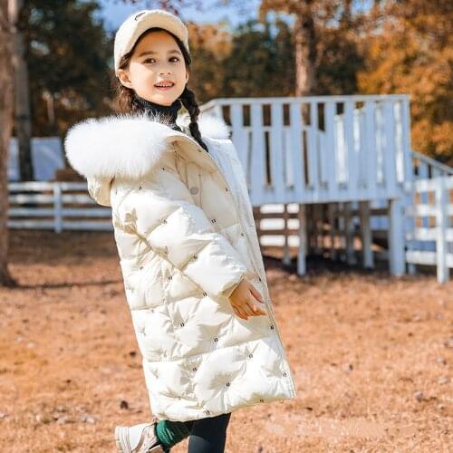 6-12 years children cloth Mid-Length Down Jacket Coat Baby winter jacket white duck down jacket toddler girl boys winter clothes
