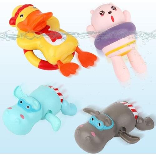 Baby Cute Hippo Bear Duck Wind Up Clockwork Bathroom Water Play Game Bath Toy