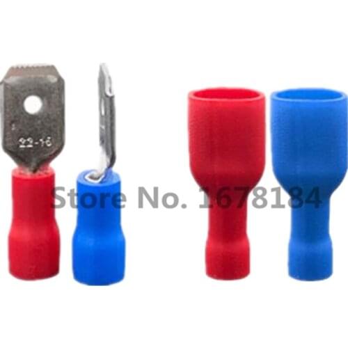 6.3mm Blue RED Female/Male Spade Insulated Electrical Crimp Terminal Connectors