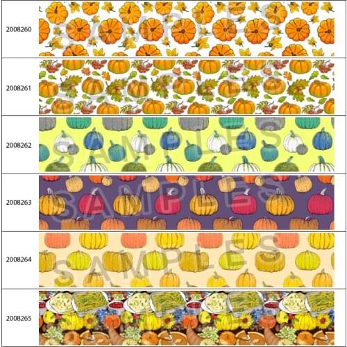 Fall Thanksgiving Cartoon Printed Grosgrain/Satin Ribbon 10Yards 25mm/38mm/50mm/75mm for Gift Packing Wrap 200826