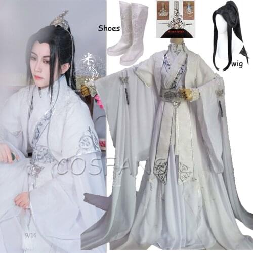 Xie Lian Cosplay Costume Tian Guan Ci Fu Cosplay White Hanfu Chinese Anime Outfit Mo Dao Zu Shi Xiao Xingchen Costumes Wig shoes
