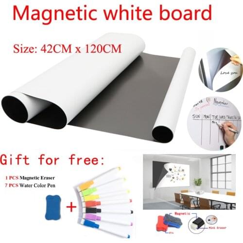 Size 42CMx120CM Magnetic WhiteBoard Fridge Stickers Dry Erase Calendar Kids School Board Memo White Board Gift Pen and Erasser