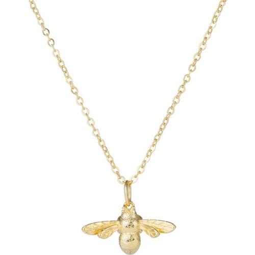 Cute Bee Pendant Necklace Matte Sweet Tiny Insect Jewelry for Women Girl