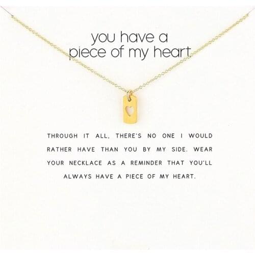 Fashion Heart Dog Tag Necklace Women Minimalist Clavicle Chain Choker Necklaces Valentines Day Gift Card