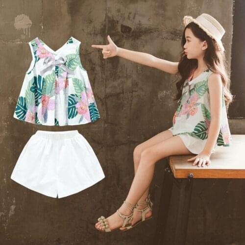 Fashion Summer Girls Outfits 2020 Kids Clothes Set Baby Girls Sleeveless Princess Kids Clothing Sets 3 4 6 7 8 9 10 12 Years