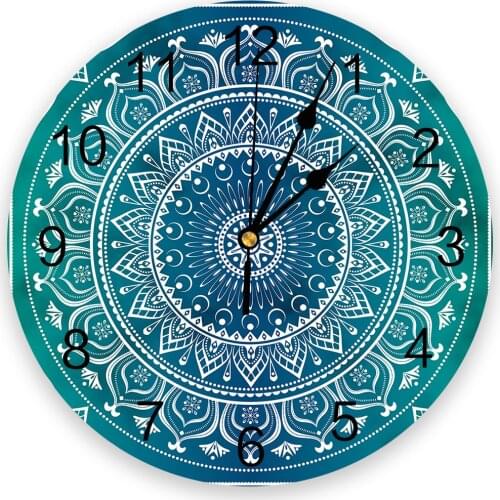 Mandala Datura Buddhism Ethnic Wall Clock For Home Decoration Living Room Quartz Needle Hanging Watch Modern Kitchen Clock