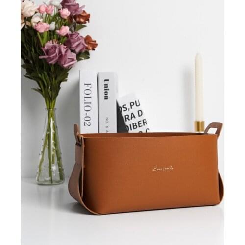 New Storage Trays Foldable PU Leather Home Decorative Trays For Desktop Storage Box Drop Shipping Accessories Storage