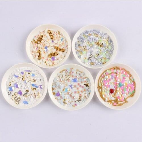 New mix and match nail art rhinestone 5 styles (acrylic, chain, An, ABS, Mocha, etc.) for nail decoration