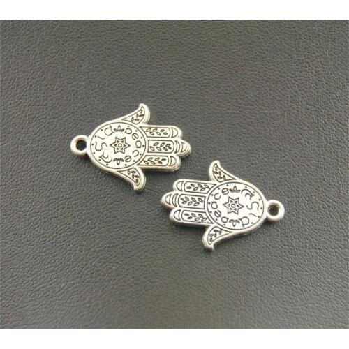 10pcs Silver Color Hand of Fatima Charms Pendants For Jewelry Making DIY Handmade Craft A937