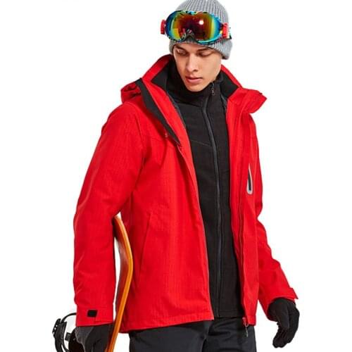 Hiking Jackets Winter Men 3 in 1 Detachable Two-piece Waterproof Thick Warm Hooded Coats Outdoor Camping Trekking Windbreaker