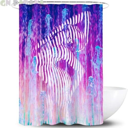 Psychedelic sexy lady Curtains Waterproof Polyester rainbow geometric deconstruction hippy art Shower Curtains Screen with Hooks