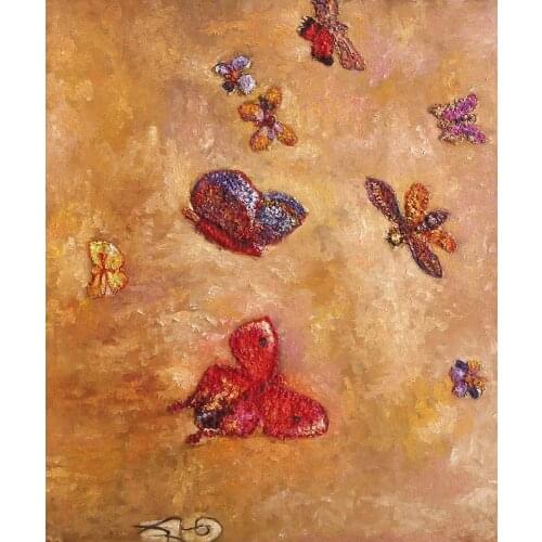 Hand Painted Animal Canvas Oil Painting Butterflies, 1913 by Odilon Redon Famous Wall Art Symblism No Framed High Quality