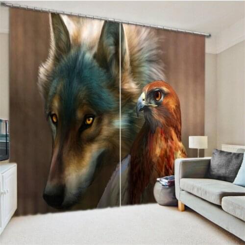 Curtains wolf print Luxury Blackout 3D Window Curtains For Living Room kids Bedroom Drapes cortinas Rideaux Customized size
