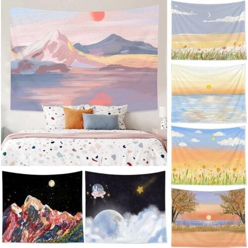 Nordic INS Tapestry Background Wall Scenery Printed Hanging Painting Dorm Bedroom Decorative Cloth Living Room Wall Tapestry