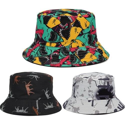 Unisex Bucket Hat Men Women Cartoon Animal Design Hat Outdoor Sun Protection Sunshade Fisherman Hat