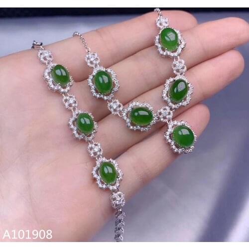 KJJEAXCMY boutique jewelry 925 sterling silver inlaid Natural jasper necklace bracelet womens suit support detection