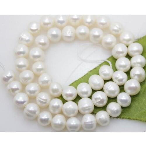 Jewelry Pearl Necklace 7-8mm Genuine Natural White Real Freshwater Pearl Roundel loose Beads 15" Free Shipping