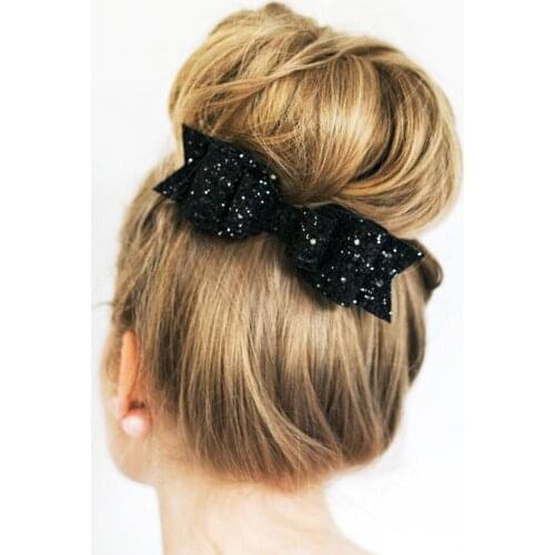 Women Hairpin Large Bowknot Barrette Crystal Hair Clip Bow Accessories Xmas Gift
