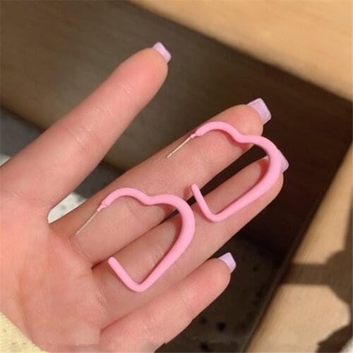 AOMU Summer New Korean Simple Fashion Metal Round Geometric Personality Candy Color Open Earrings for Women Party Accessories