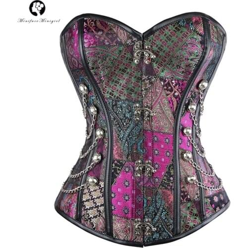 Woman Bodice Steampunk Slimming Corset 12 Steel Boned Steam Punk Gothic Style Clothing Waist Corcet Corsets Tops Goth Plus Size