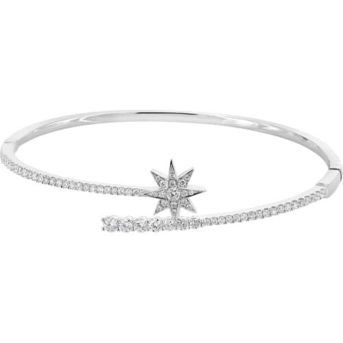 New Summer Cubic Zirconia Fashion Jewelry Adjusted Size Open CZ Shooting Star Bangle Bracelet For Women