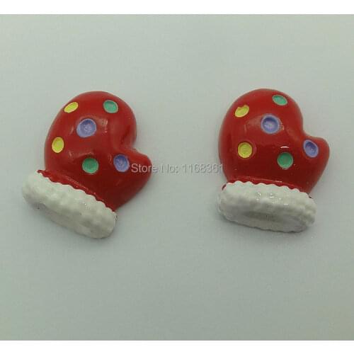 1pcs/lot resin flatback red glove 20mm Cabochons Scrapbooking Hair Bow Center DIY Christmas decration C106-6