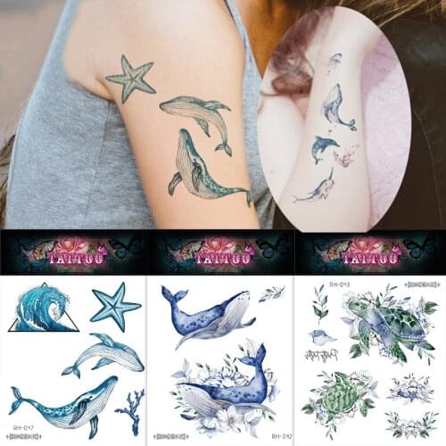 1PCS Cartoon Tattoo Stickers Fashion Waterproof Temporary Fake Tattoos Face Arm Leg Women Body Art Fish Sticker