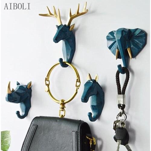 1Pc Nordic Animal Hanging Coat Hook Wall Punch-free Deer Head Key Hanger Home Storage
