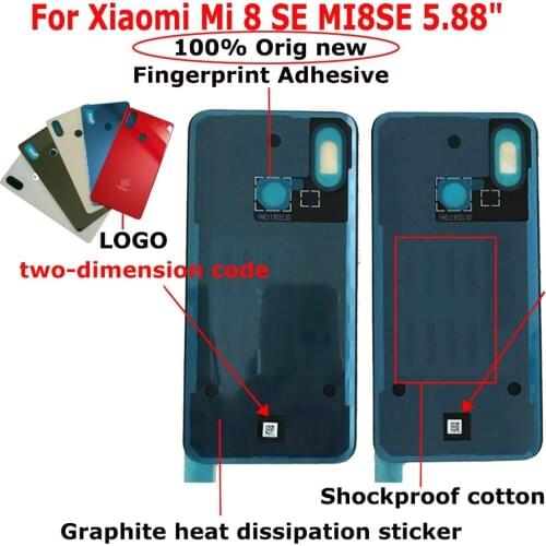 100% Original New 5.88" For Xiaomi Mi 8 SE MI8SE Glass Rear Back Door Housing Battery Door Cover + Adhesive