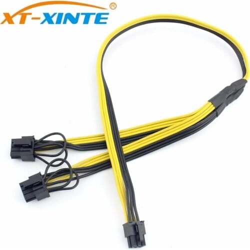 PCI-E PCI Express 6Pin to Dual 8Pin 6+2Pin Adapter Cables GPU Video Card Power Cable Module Splitter Wire 16AWG for Miner Mining