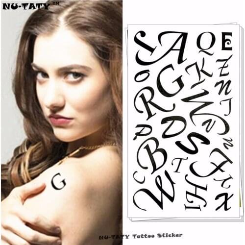 Nu-TATY Alphabet Letters Temporary Tattoo Body Art Arm Flash Tattoo Stickers 17*10cm Waterproof Fake Henna Painless Tattoo