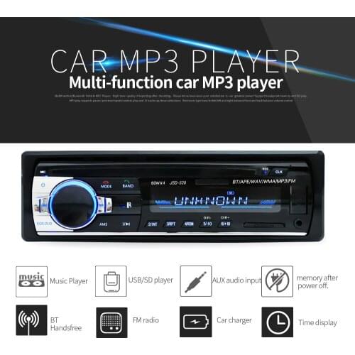 Car Radio 12V Bluetooth V2.0 Car Audio Stereo In-dash 1Din FM Aux Input Receiver SD USB MP3 MMC WMA AutoRadio Player