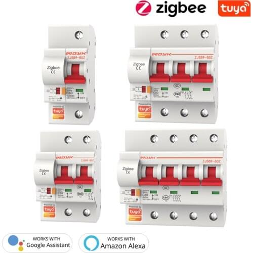 1P/2P/3P/4P Tuya Zigbee Smart Circuit Breaker Automatic Wireless Switch Overload Short Circuit Work with Alexa Google Home