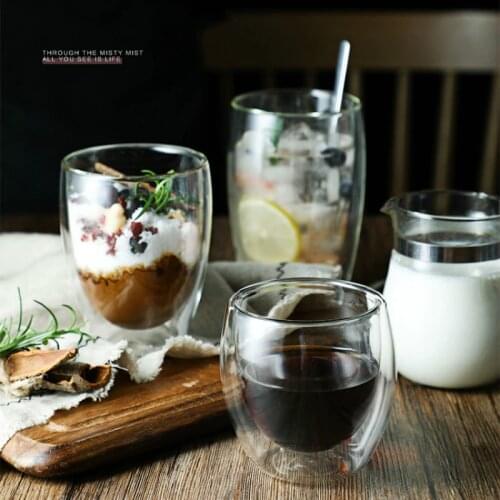 Bodum Design Two Layers Glasses Cappuccino Coffee Mug Beer Glass Smoothie Ice Cream Tea Juice Cola Cold Lemon Water Drinking Cup