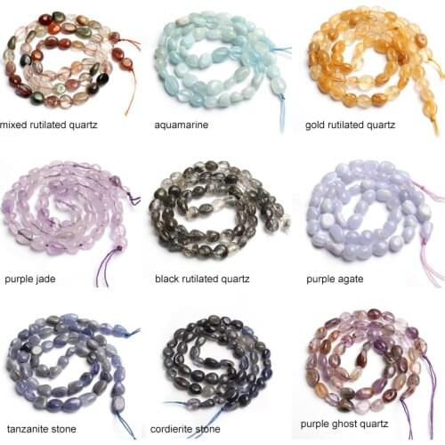 Natural 5-8mm Irregular Tourmaline Rutilated Quartz Freeform Stone Beads for Jewelry Making DIY Bracelet 15inches Strand