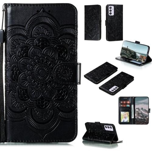 Datura Flower Embossed Pu Leather Phone Case for Samsung Galaxy A82 5G Card Slot Wallet Photo Frame Kickstand Back Cover