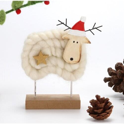 Wooden Wool Felt Christmas Fabric Doll Ornaments Decoration Present Mini Cute Snowman Xmas Gift For The Elderly Elk